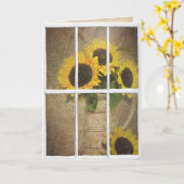 natte raam met zonnebloemboeket kaart (Gele Bloem)