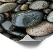 Natte rivierkiezels poster (Hoek)