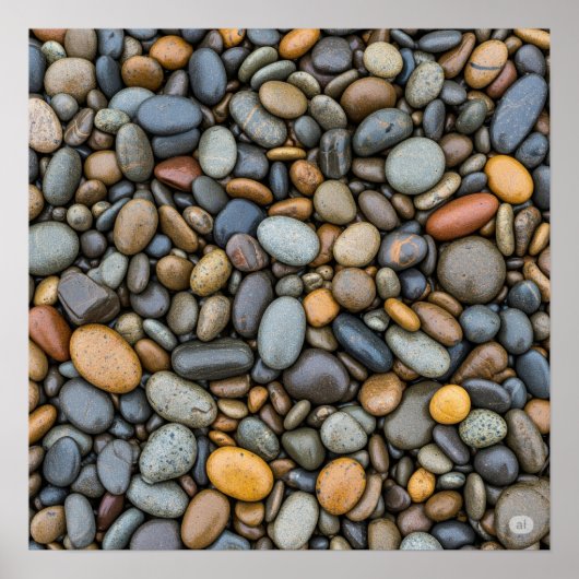 Natte rivierkiezels poster (Voorkant)