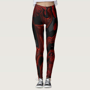 Natte rode en zwarte dikke verf leggings