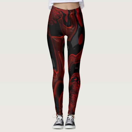 Natte rode en zwarte dikke verf leggings (Voorkant)