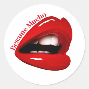 Natte rode lippen Valentijn Ronde Sticker