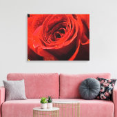 Natte rode roos decor canvas afdruk (Insitu (Woonkamer))