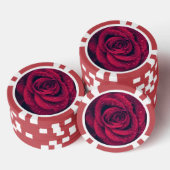 Natte rode roos foto poker chips (Opstapeling)