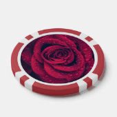 Natte rode roos foto poker chips (Enkel)