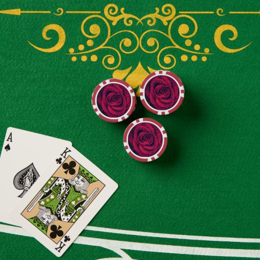 Natte rode roos foto poker chips (Pokertafel (Stack))