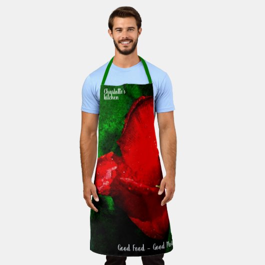 Natte rode tapijtschelp op groen schort (Gedragen)