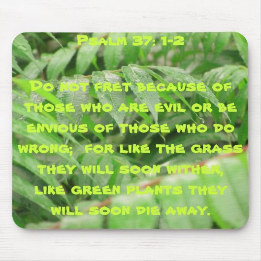 Natte sumak met Psalm 37:1 en 2 Muismat (Voorkant)