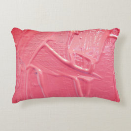 Natte verf koraal roze druppeltextuur look accent kussen