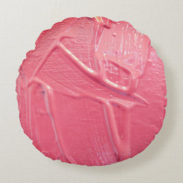 Natte verf koraal roze druppeltextuur look rond kussen