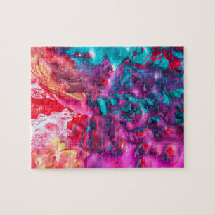 Natte verfkleurig abstract kunstpalet modern legpuzzel