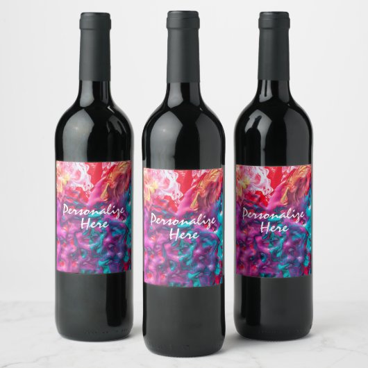 Natte verfkleurig abstract kunstpalet modern wijn etiket (Flessen)