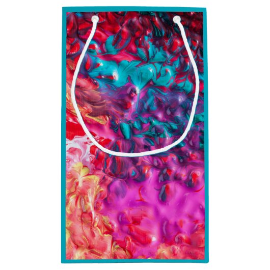 Natte verfkleurige abstracte kunstpaletdraai klein cadeauzakje (Achterkant)