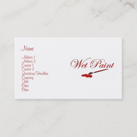 Natte verfprofielkaart visitekaartje (Voorkant)