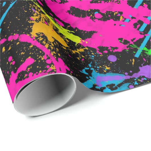 Natte verfretrokleurig plastic omlooppapier cadeaupapier (Rol Hoek)