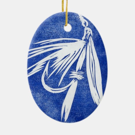 Natte vlieg - blauw Klassieke Nat kerstversiering Keramisch Ornament (Achterkant)