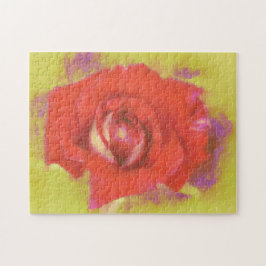  natte Waterverf rood roze roos kunst puzzel