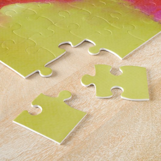  natte Waterverf rood roze roos kunst puzzel Legpuzzel (Zijkant)