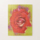 natte Waterverf rood roze roos kunst puzzel Legpuzzel (Verticaal)