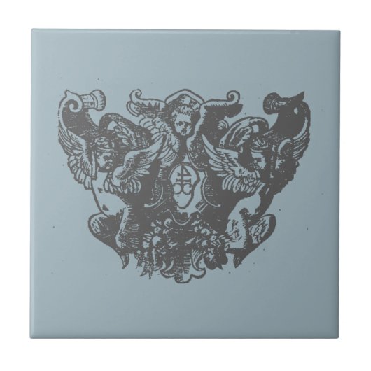 Nattier-blue Angels – Coat of arms – Emblem Tegeltje (Voorkant)