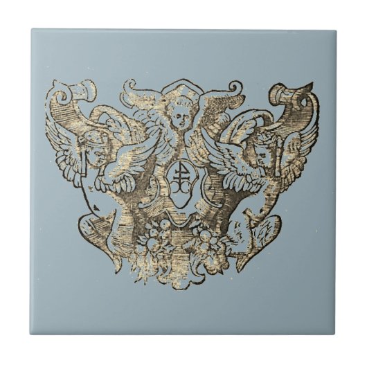 Nattier-blue Angels – Coat of arms – Emblem Tegeltje (Voorkant)