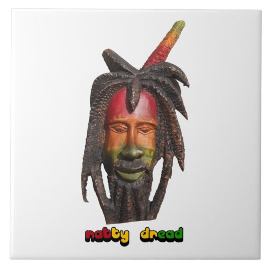 Natty Dread Rastaman met Dreadlocks Tegeltje (Voorkant)