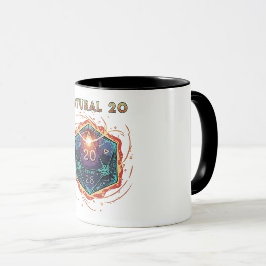 Natural 20 Flaming D20 Dice | Epic D&D Critical   Mok (Voorkant rechts)