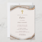 Natural Agate Marble Baptism Invitation Kaart (Voorkant)