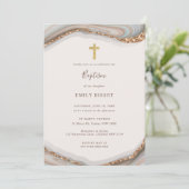 Natural Agate Marble Baptism Invitation Kaart (Staand voorkant)
