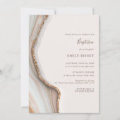 Natural Agate Marble Baptism Invitation Kaart (Voorkant)