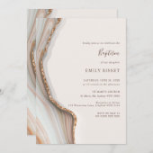 Natural Agate Marble Baptism Invitation Kaart (Voorkant / Achterkant)