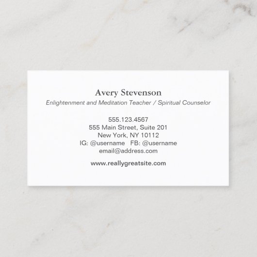 Natural and Alternative Health & Wellness Tree Visitekaartje (Achterkant)