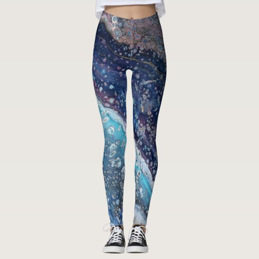 Natural Attraction 2 Blue Geode Abstract Leggings (Voorkant)
