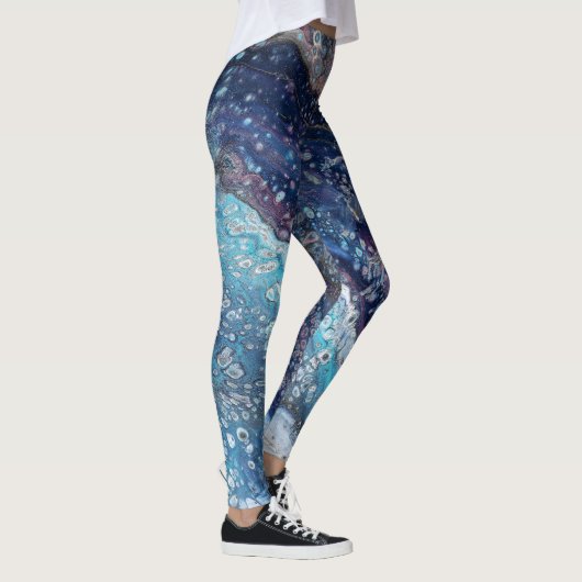 Natural Attraction 2 Blue Geode Abstract Leggings (Rechts)
