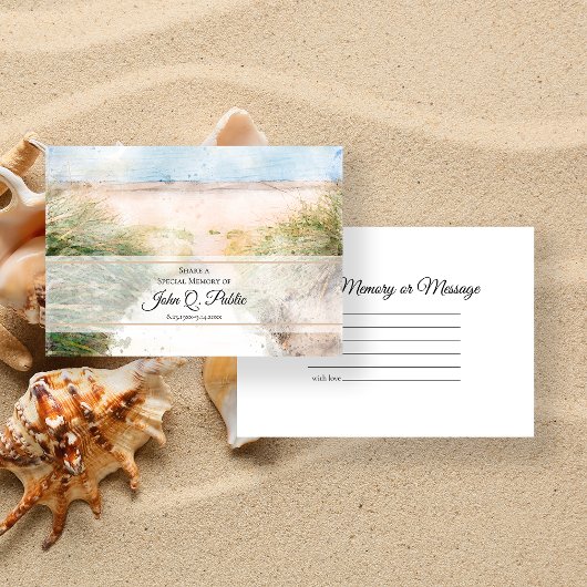 Natural Beach Deel een Geheugen Begrafenis Notitiekaartje