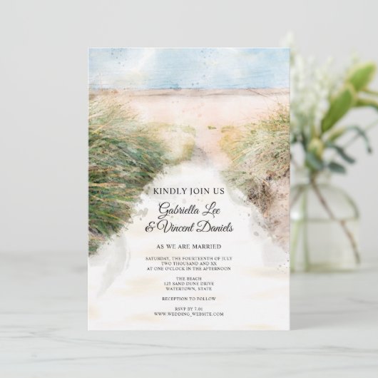 Natural Beach Wedding Kaart (Staand voorkant)