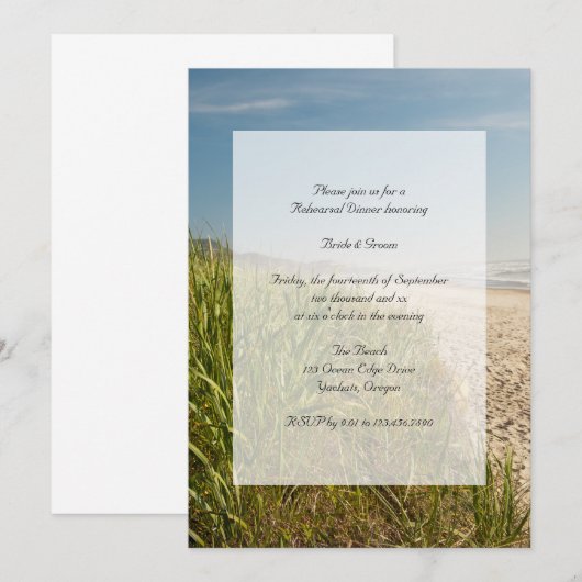 Natural Beach Wedding Rehearsal Dinner Invitation Kaart (Voorkant / Achterkant)