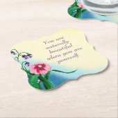 Natural Beauty Quote met roze en paarse bloemen Kartonnen Onderzetters (Gekanteld)