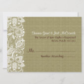 Natural Beige Linen Burlap & White Floral Lace Kaart (Voorkant)