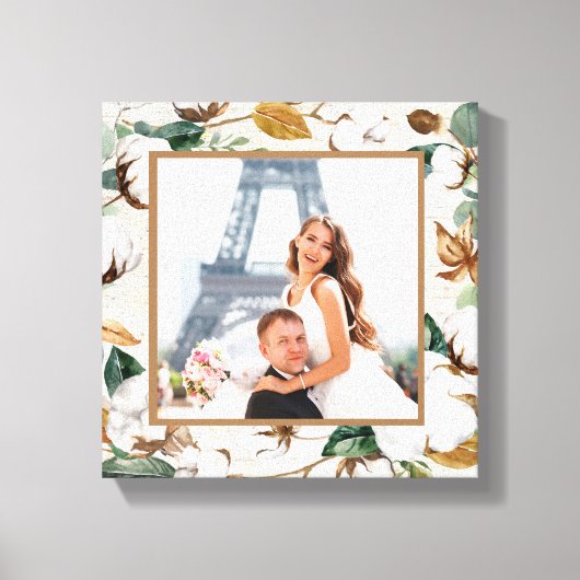 Natural Birch Cotton Wreath Photo Wedding Keepomwi Canvas Afdruk (Voorkant)