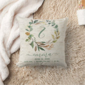Natural Birch Greenery Wreath Baby Birth Stats Kussen (Deken)