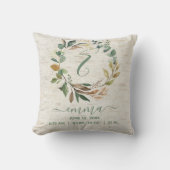Natural Birch Greenery Wreath Baby Birth Stats Kussen (Voorkant)