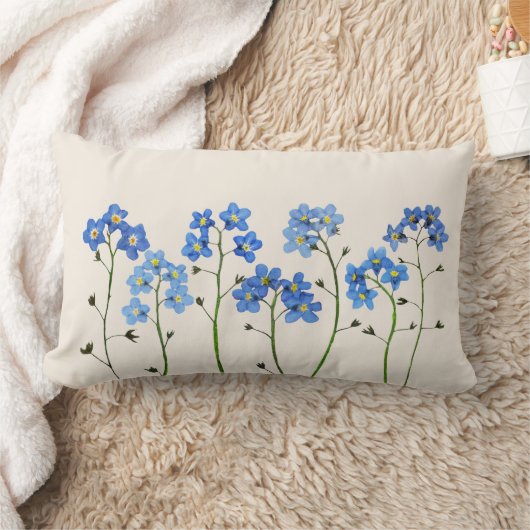 Natural Blue Pressed vergeet-me-not Bloemen Kussen (Deken)