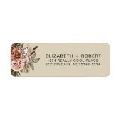 Natural Boho Cotvoordcore Floral Wedding Etiket (Voorkant)