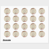 Natural Boho Floral Personalized Bride and Groom Ronde Sticker (Vel)