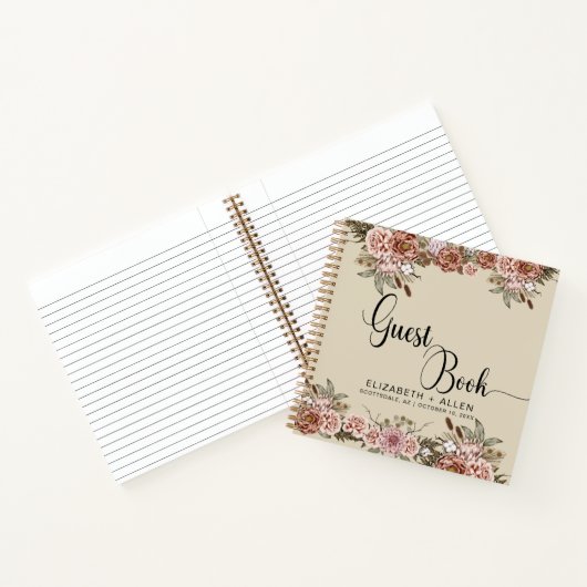 Natural Boho Personalized Wedding Guest Book Notitieboek (Binnen)