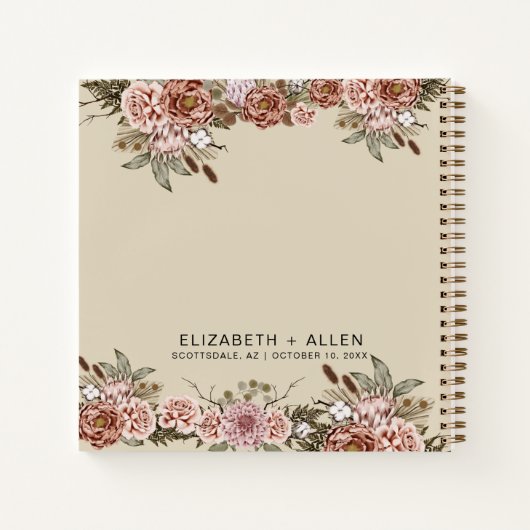 Natural Boho Personalized Wedding Guest Book Notitieboek (Achterkant)