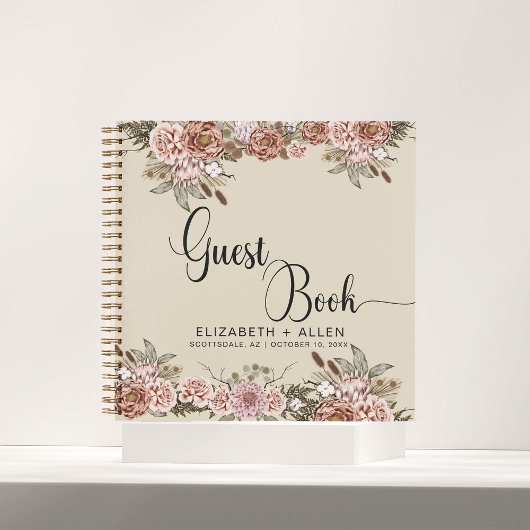 Natural Boho Personalized Wedding Guest Book Notitieboek