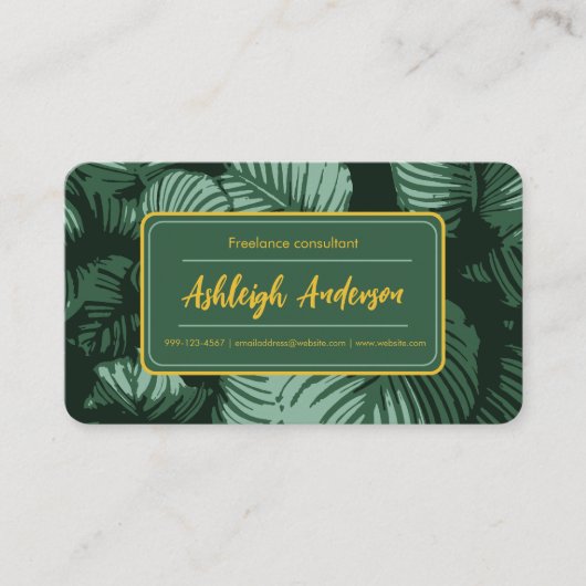 Natural Boho Sage Green leest Pattern Visitekaartje (Voorkant)