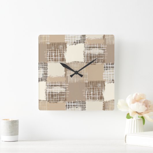 Natural Boho Wall Clock Vierkante Klok (Huis)
